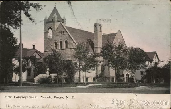 1909 Fargo,ND First Congregational Church Cass County North Dakota Postcard