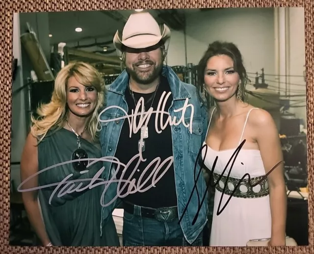 Toby Keith, Faith Hill & Shania Twain Original Hand Signed Autograph Photo COA