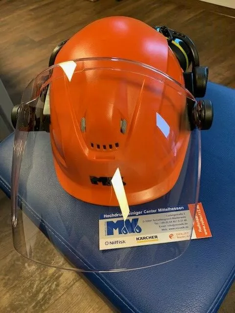 Casque de protection UVEX avec visière et protection auditive pour travaux au jet d'eau NEUF