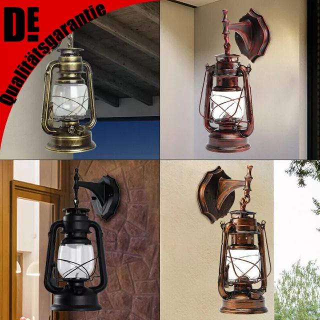 Wandleuchte Retro Antik Vintage Laterne Lampe Außen Garten Leuchte Wandlampe E27 3