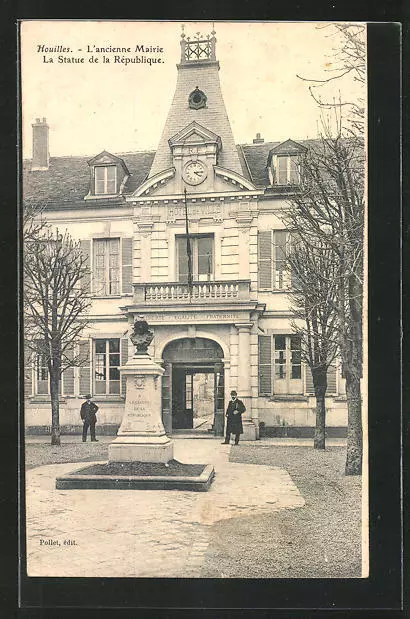 CPA Houilles, L´ancienne Mairie, la Statue de la République