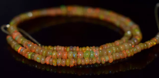 Strand 16" Natural +++Opal Ethiopian Roundel Fire Gemstone Beads 3-4mm