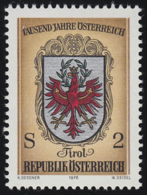 1526 aus Block 1000 Jahre Österreich, Wappen Tirol, 2 S postfrisch **