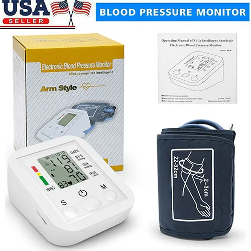 Upper Arm Blood Pressure Monitor Digital BP Cuff Machine Automatic Pulse Meter