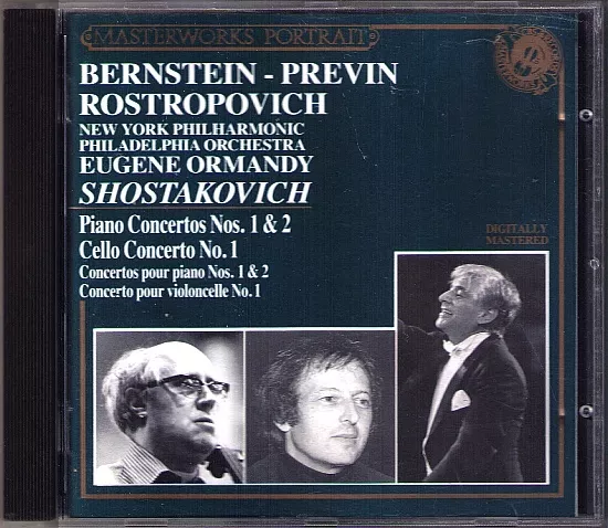 BERNSTEIN PREVIN ROSTROPOVICH ORMANDY: SHOSTAKOVICH Cello Piano Concerto CBS CD