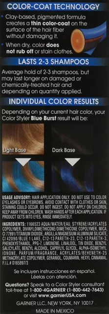 Garnier Blue Burst Hair Color Styler Intense Wash-Out Color 1.7oz  50ml - 3 Pack 3