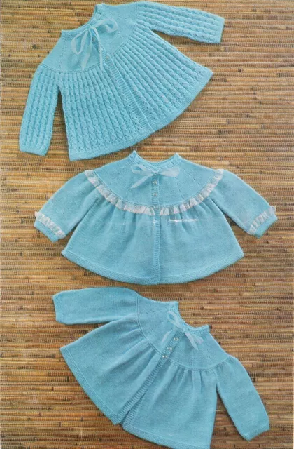 Baby knitting pattern copy Matinee Coats 4 & 8 Ply