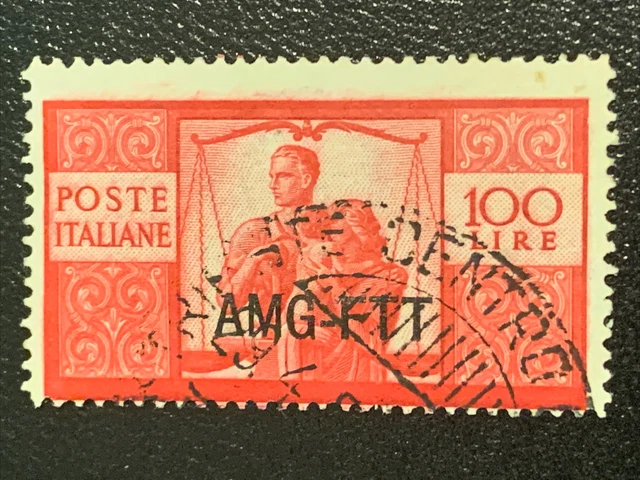 italy stamp a261 trieste sc#69 1949-50 Cancelled 100 Lire Car Lake