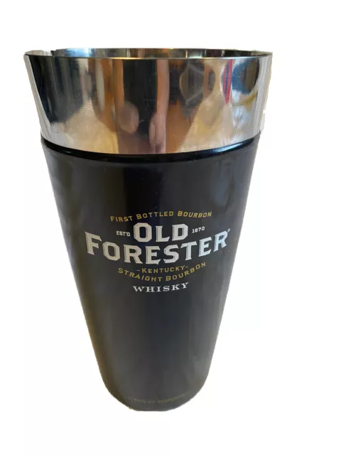 Old Forester Cocktail Shaker 7” Black And Silver Bourbon, Vodka, Gin, Tequila