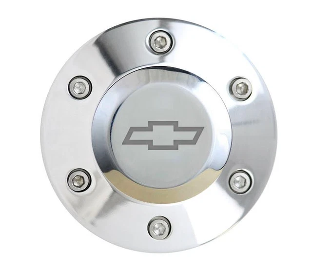 6 Hole Polished Steering Wheel Horn Button Center Kit Chevrolet Chevy Bowtie