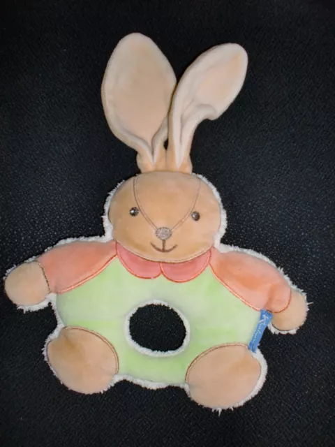doudou peluche hochet lapin vert orange KALOO (2 dispo)