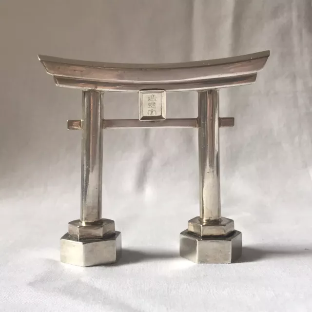 Antique Japanese Meiji Jungin Silver Torii Shinto Gate Pepper Pot, Makers Mark