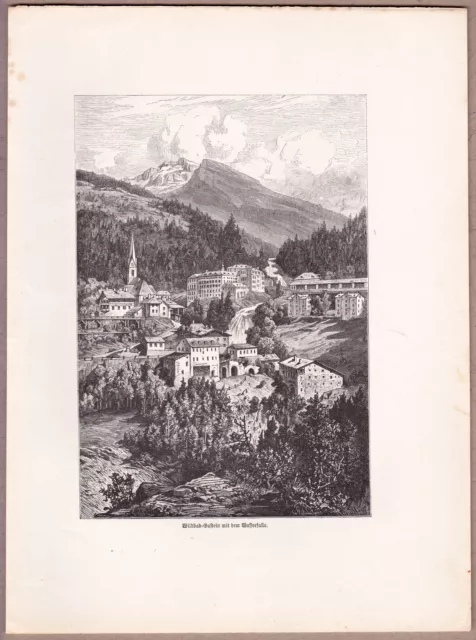 Bad Gastein - Gesamtansicht - Stich, Holzstich um 1900