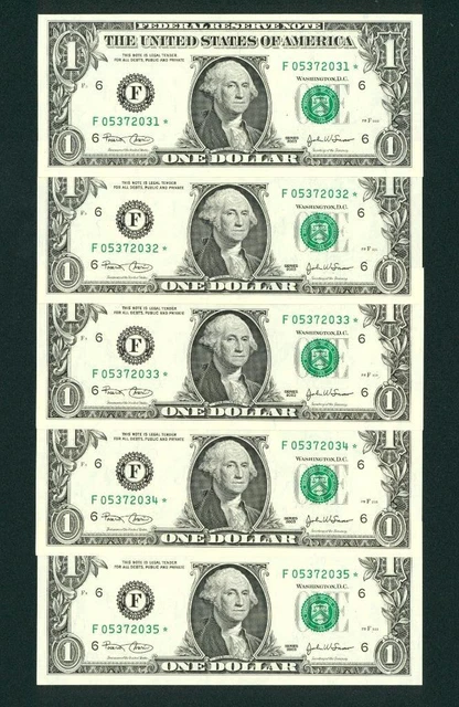 ((Five Consecutive)) ** Star ** $1 2003  ((Choice Cu)) Federal Reserve Note