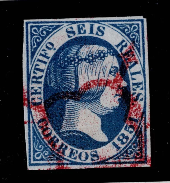 Edifil 10 usado 1851 Isabel II sello de España Spain Lujo