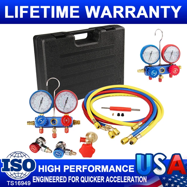 PROFESSIONAL AC CAR Air Conditioner Kit Diagnostic Manifold Gauge