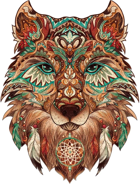 192Pcs Wolf Wooden Puzzle for Adults, Version 2.1 Animal Unique Shaped Wooden Ji