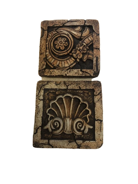 Vintage Stone Ceramic Tiles  Wall Decor 2 Pieces