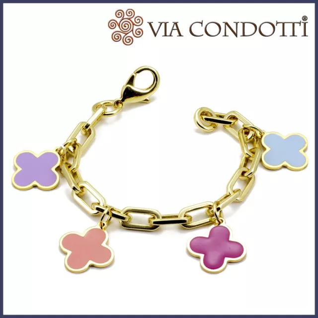 Bracciale charms con ciondoli fiori smalto braccialetto Francesca Bianchi Design