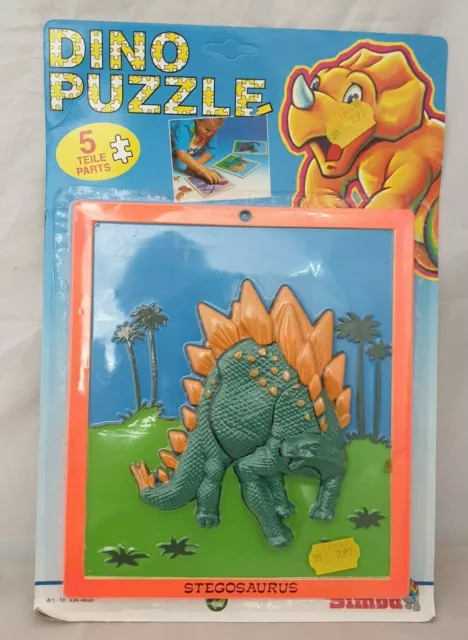 6x Vintage "Dino Puzzle" von Simba / Dinosaurier Kinder-Puzzle mit je 5 Teilen 3