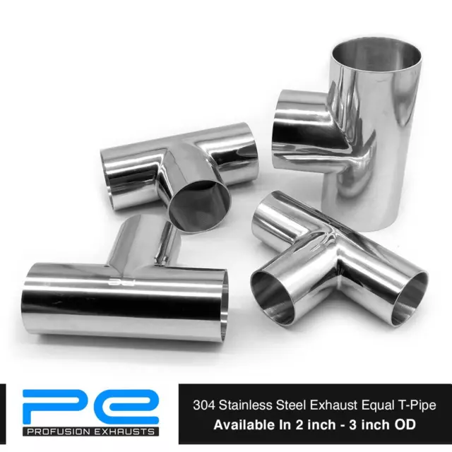 Exhaust T Piece 2" - 3"  Equal 51mm - 76mm T Pipe 304 Stainless Steel Tee Bend