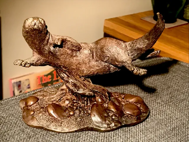 Heredities Cold Cast Bronze Sculpture Diving Otter Sculpted/Signed W Elphick