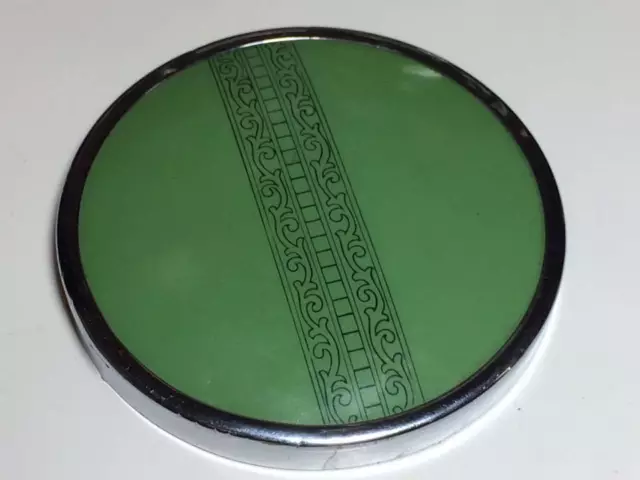 Green depression glass powder box 3