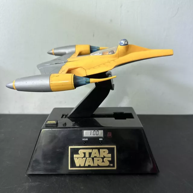 STAR WARS  CHASSEUR  NABOO STAR FIGHTER HORLOGE 1999 Works Missing Tail Battery