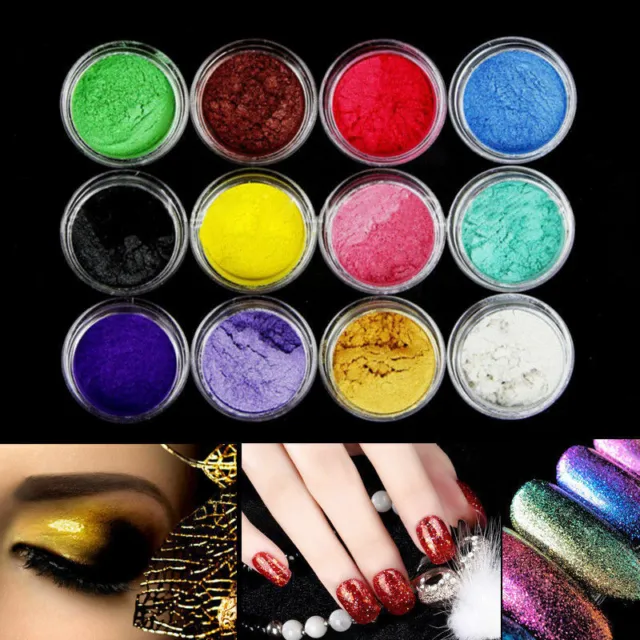 12 couleurs/ensemble poudre de pigment mica parfait pour colorant résine savon cosmétique