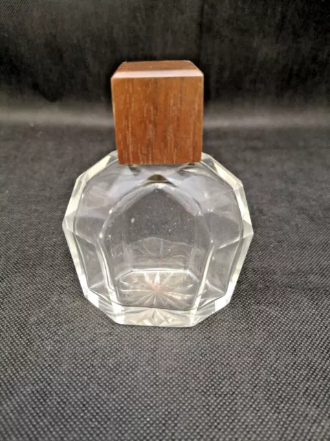 ART DECO, magnifique flacon en verre, bouchon bois,  style Baccarat?