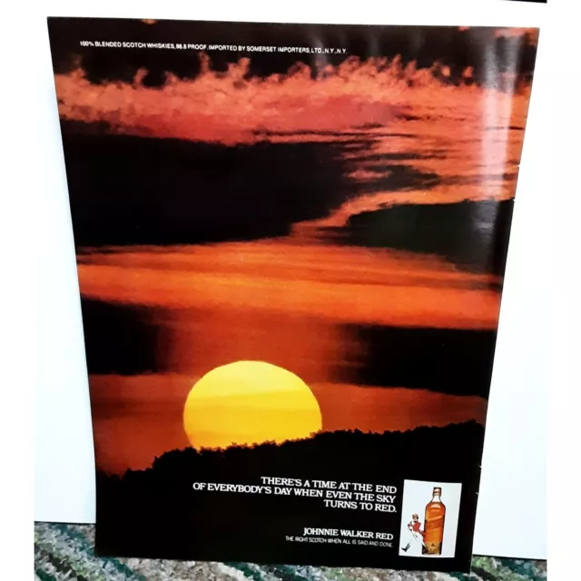 1978 Johnnie Walker Red Scotch Sky Turns Red Original Print Ad vtg