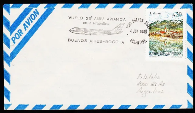 AVIANCA  "Buenos Aires - Bogota"  1989 FFC  25J.  -selten-  !!