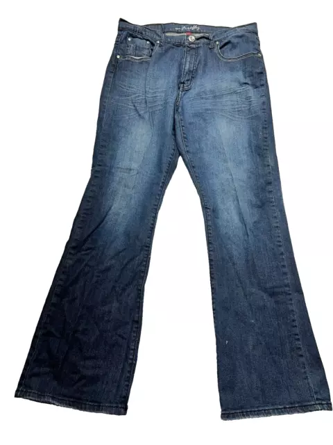 Ms. Firefly Blue Stretch Denim Boot Cut Rhinestone Embellished Pocket Jeans 14