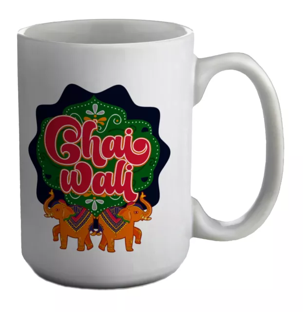 Tea Chai Mug Chai Wali Indian Elephants 15oz Large Cup Gift