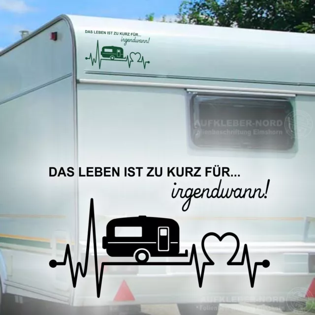 Aufkleber Wohnwagen Herzschlag 30cm - Herz Diagramm - Aufkleber für Camper,  Wohnmobil, Wohnwagen Fahrzeuge