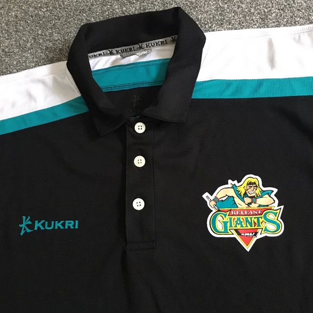 Belfast Giants Polo Shirt Mens Large L 42” Chest Black Official Kukri Excellent