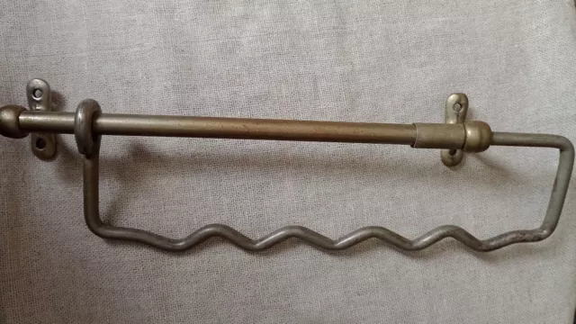 Used Vintage Old Antique Metal Wardrobe Tie Rack Rail Holder Hook Pat No 253397