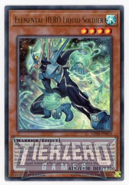 Yugioh Elemental HERO Liquid Soldier LED6-EN013 Ultra Rare 1st Edition NM/LP