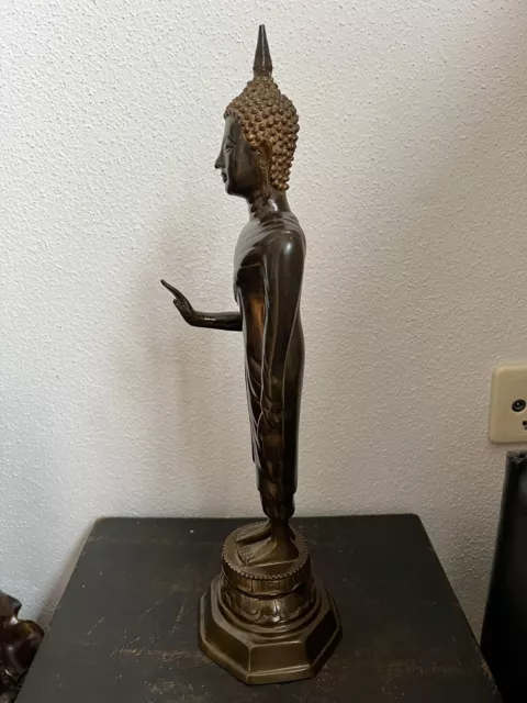 Stehender Montag Buddha Paang Ham Yat aus Bronze 38cm 3