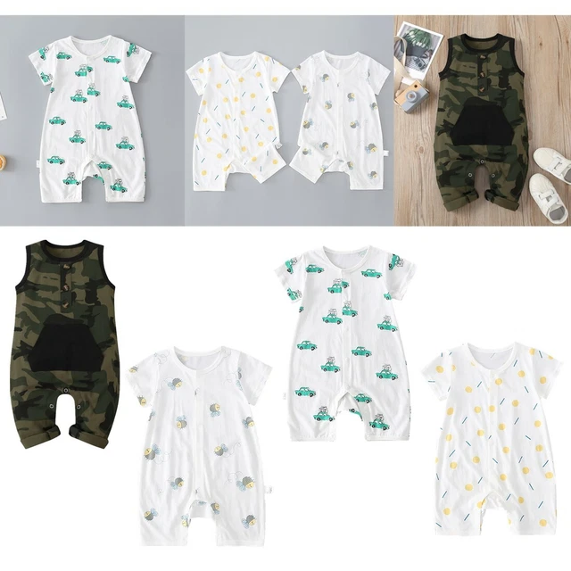Tuta estiva in cotone neonato neonato bambino bambina cartone animato maniche corte