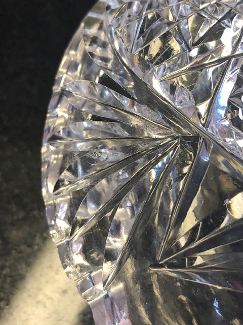 Vintage American Brilliant Cut Glass Crystal Sugar Bowl Sawtooth Edge 2 Handles 10