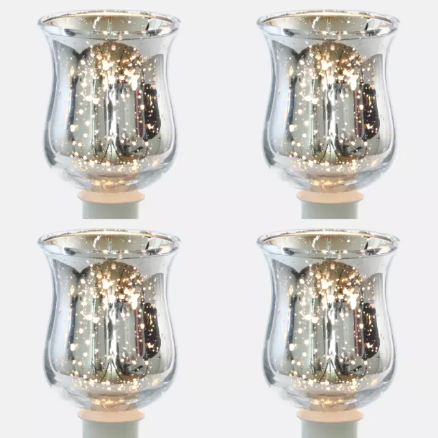 Glasaufsatz für Kerzenhalter Kerzenleuchter Farbe Bauernsilber - 4 Stück im Set