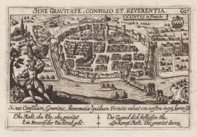Saintes Charente-Maritime Gesamtansicht Original Kupferstich Meisner 1678