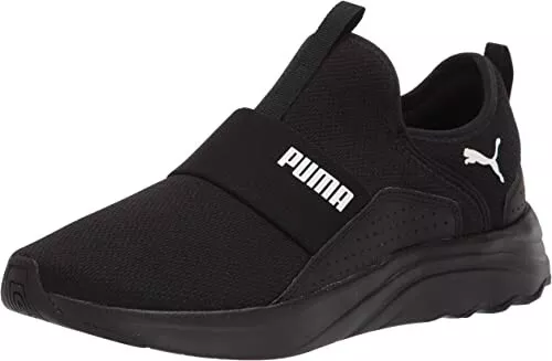 PUMA 19516101 SOFTRIDE SOPHIA SLIP-ON WMN'S (M) Black/White Knit Athletic Shoes
