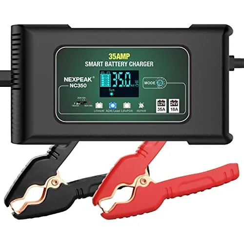 35-Amp Car Battery Charger, 12V and 24V Smart Fully Automatic Battery Charger...