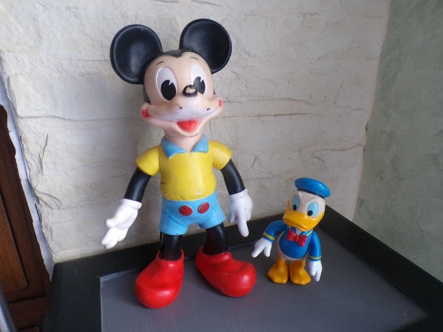 ANCIEN JOUET À trainer en bois, Mickey et Donald en tricycle / tandem, Vilac EUR 99,99 - FR