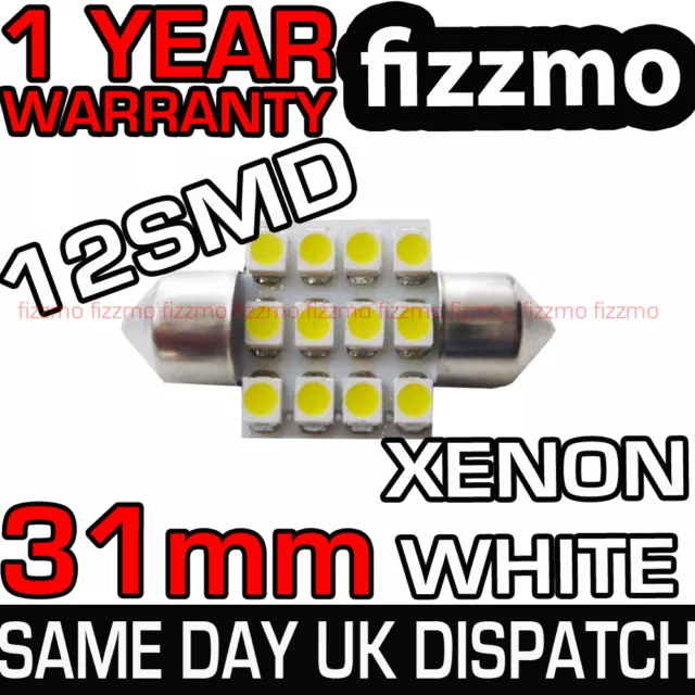 30mm 31mm 12 SMD LED NUMBER PLATE INTERIOR DOME LIGHT FESTOON BULB 12v WHITE 269