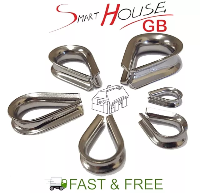 Wire Rope Thimble Clamp Stainless Steel Marine Grade 316 A4 Cable Clip  Loop