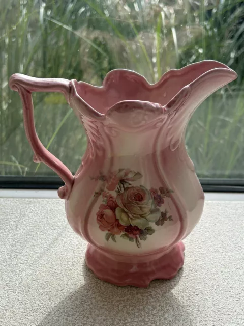 Blakeney Vintage Staffordshire Earthenware Pink Floral Jug