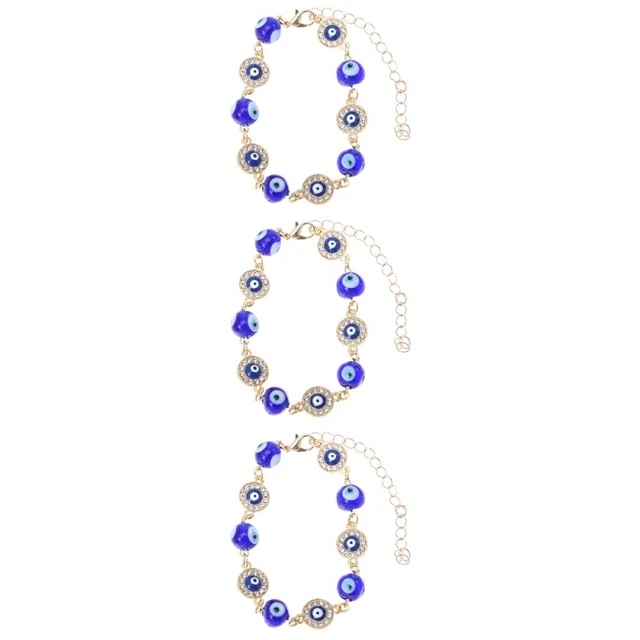 3x Beaded Bangles Blessing Bracelet Evil Eye Charms Turkish Bracelets